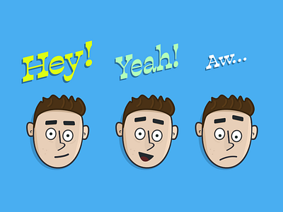 Character Study In Three Moods cartoon character faces illustration
