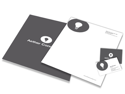 Aether Concepts stationery business card letterhead light bulb ryan briceno stationery