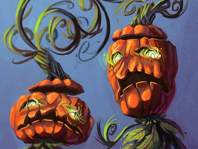 Pumpkins illustration painting pumpkin swirls