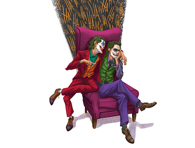 The Joker 2d art batman cartoon comic digital digital art digital painting drawing harley heath ledger illustration joaquin phoenix joker joker movie