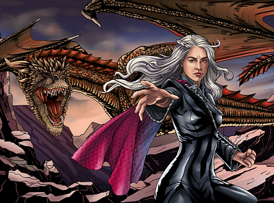 Game of Thrones 2d art comic comic art daenerys daenerys targaryen digital art digital drawing dragon drogon game of thrones got illustraion inking painting