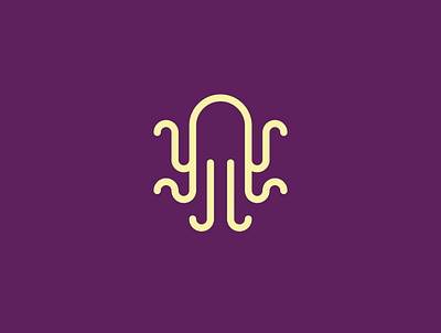 Octopus badge brand branding geometric j jj kraken logo octopus purple squid