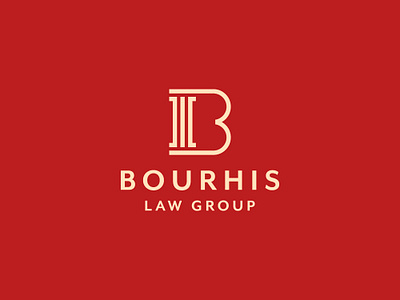 Bourhis Law Group branding design gold insurance law logo monogram pillar red