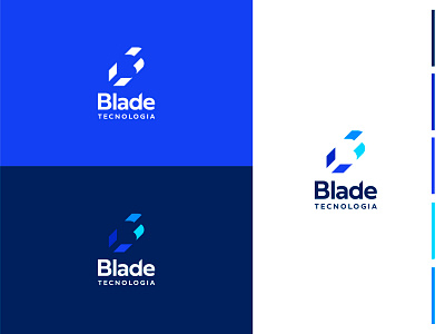 Blade Tecnologia b letter b logo blade blue gestalt it logo negative space tech ti