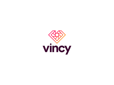 Vincy Logo diamond heart photo photographer photography shutter v letter v logo