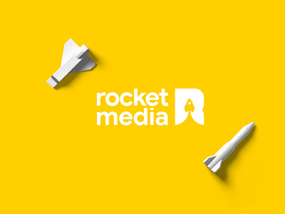 Rocket Media Logo r letter r logo rocket space spaceship yellow