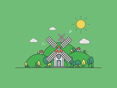 Windmill illustration adobe flatdesign graphicdesign illustration illustrator sunny windmill
