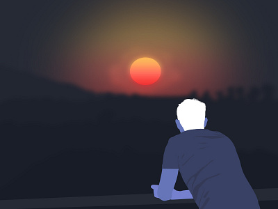 Staring at the Sun...!!! adobe characterdesign conceptdesign flatdesign illustration illustrator sunrise webdesign