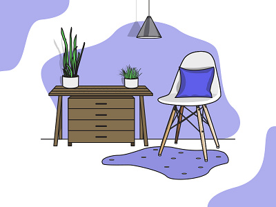 A relaxing living room setup illustration chair clean designerchair illustration illustrator interior interior design lamp livingroom livingroom illustration minimal