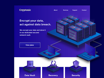 Cryptonic | Data encryption Landing Page design