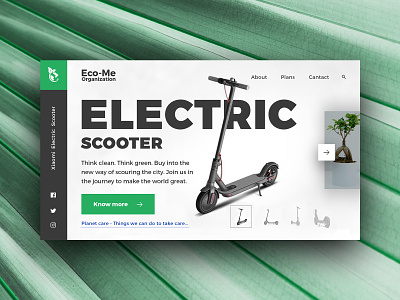 Eco-Me Organization earth eco friendly electric scooter environmental design illustrator mockup ngo save earth ui weblayout website design xiaomi