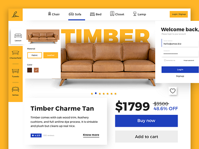 Furniture website Landing Page Design article bed chair closet couch ecommerce furniture furniture design lawson sofa timber uiux website design