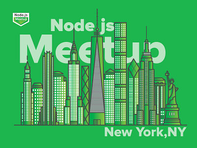 NYC Node Meetup Community Logo Illustration | Newyork Skyline