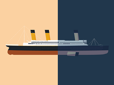 Titanic boat design flat graphic illustration poster titanic