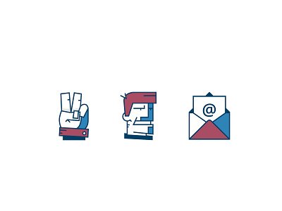 Tricolor Icons color design hand icon illustration ios interface mail peace red red and blue