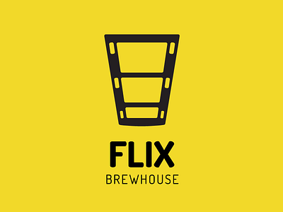 Flix Brewhouse beer brewery film glass logo movies typography