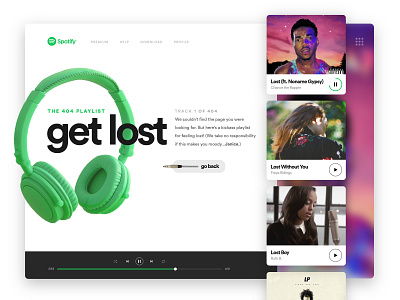 Get Lost. 404 adobe audio circular design green headphones illustrator listen mac music spotify