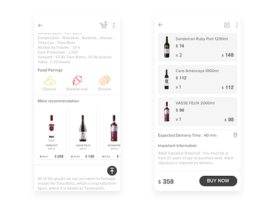 Called For Wine No.3 app sketch ui wine