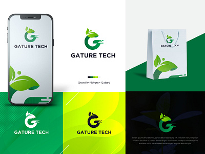 Gature Tech | Organic Tech Logo | Nature Logo branding clean creative creative icon design flat flat icon growth leaf logo logo minimal icon nature logo tech logo technology logo