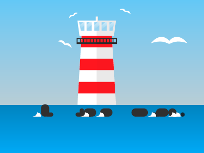 Lighthouse design graphic gulls illustration landscape lighthouse nature sea