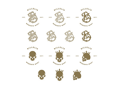 Billelis Monogram & Skull Logos b monogram logo billelis billelis logos decorations elements hand lettering handcrafted illustration ornaments skull skull emblems traditional traditional illustration tuyetduyet tuyetduyetstudio typeface typography unique unique handcrafted illustration vintage