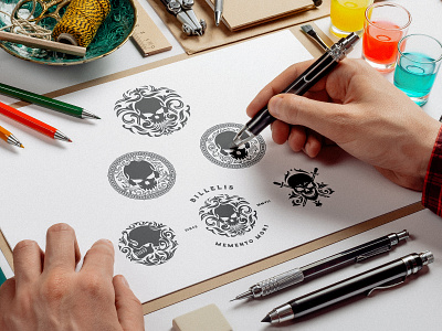 Billelis Skull Emblems billelis billelis logos decorations elements hand lettering handcrafted illustration ornaments skull skull emblem skull logo traditional traditional illustration tuyetduyet tuyetduyetstudio typeface typography unique unique handcrafted illustration vintage