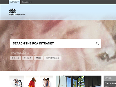 Intranet homepage with focus on search