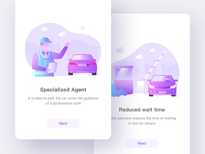 Parking App 01 boot page car guide panda parking plant professional purple roadblock startup