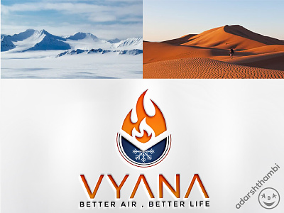 Logo design for Vyana, Heating Ventilation And Air Conditioning ad adarshthambi branding cold logo design fire logo graphic design heat logo hvac hvac logo ice logo illustration logo logo designer india vector