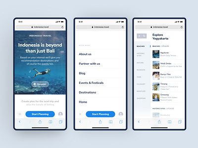 Web mobile version about travel site — #exploration