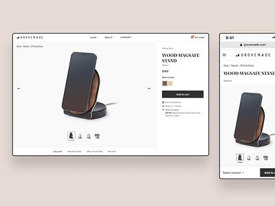 Redesign Grovemade Website #exploration Part 1 black cart concept detail page ecommerce exploration mobile mobile ui product redesign responsive simple ui ux web mobile website white