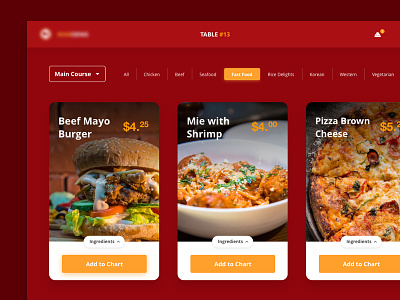 Food Ordering App app card food ios ipad layout mobile order red restaurant simple