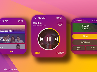 Daily UI Challenge #9 - Music Player app daily 100 challenge daily ui daily ui 009 dailyui dailyuichallenge design ui uidesign ux ux design uxd uxdesign uxdesigner uxui watchos