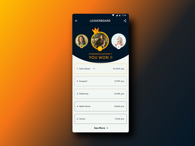 Daily UI Challenge #17 LeaderBoard app daily 100 challenge daily ui dailyui dailyuichallenge design minimal ui uidesign ux uxdesign