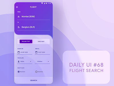 Daily UI Challenge #68 Flight Search Revised