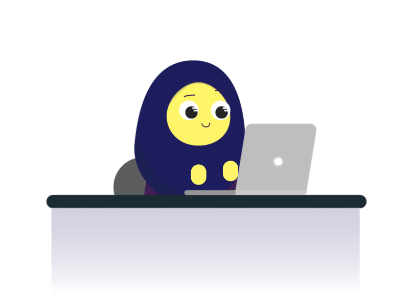 The girl and her laptop animation cute facial girl hijab laptop mood change