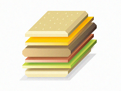 The Study of a Hamburger 3d box food green red yellow