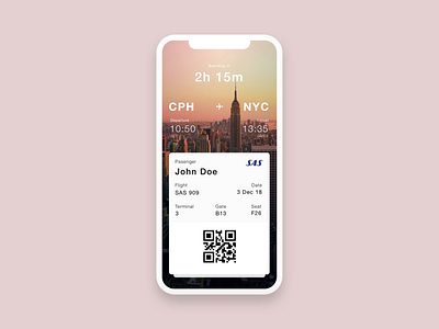 Daily UI Challenge #024 - Boarding Pass app boarding pass dailyui design gradient color iphonex ui ux