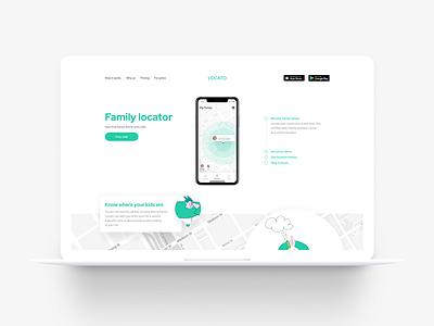 Landing page for a family locator app landing page typography ui design web design