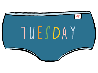 Day of the Week Underpants Logo brush color design digital illustration ink logo tuesday bassen