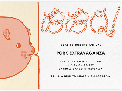 Paperless Post bbq brush cards digital illustration ink lettering paperless post pig pork tuesday bassen