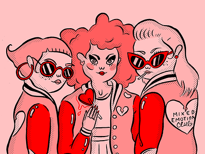 Ugly Girl Gang drawing feminism gang illustration pink red tuesday bassen ugly girl gang