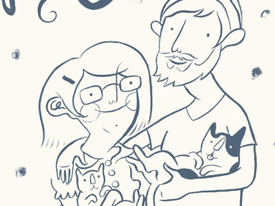 Family Portrait for Meg and Brad brush digital family illustration ink lewis meg portrait