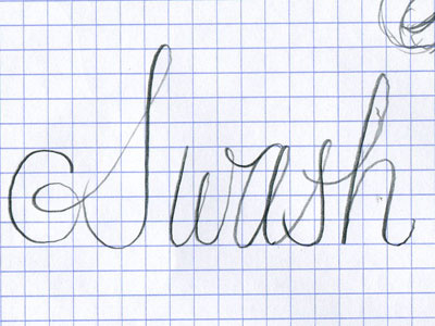 Cursive sketch on grid paper