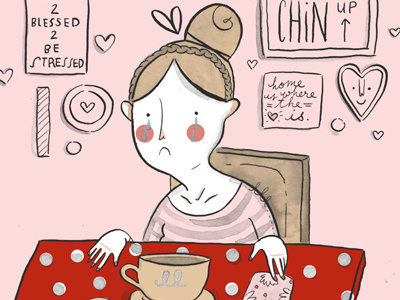 Sad Girls brush crying digital illustration ink pink red tan tuesday bassen woman