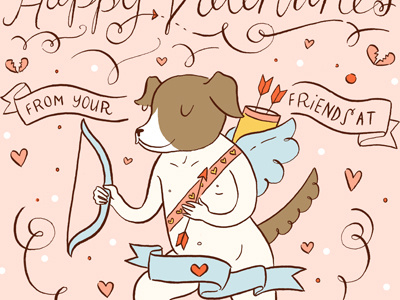 Valentine for Distiller Promo brush cupid cute digital dog drawing illustration ink music tuesday bassen valentine