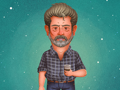 George Lucas art director film filmmaker george lucas illustration portrait procreate star wars