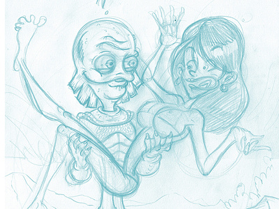 Creature from the Black Lagoon - Sketch cartoon comics illustration monster photoshop