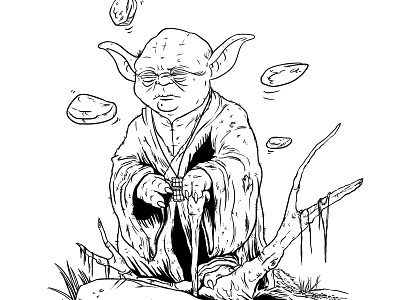 Yoda and the Force - Inks comic fanart illustration manga studio scifi sketch space star wars yoda