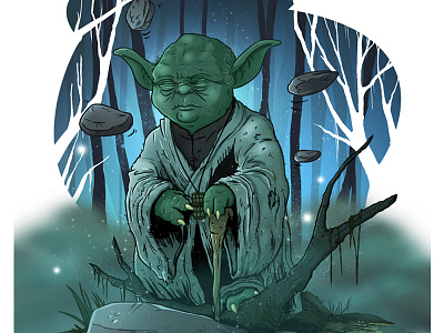 Yoda and the Force - Colors comic fanart illustration manga studio scifi sketch space star wars yoda